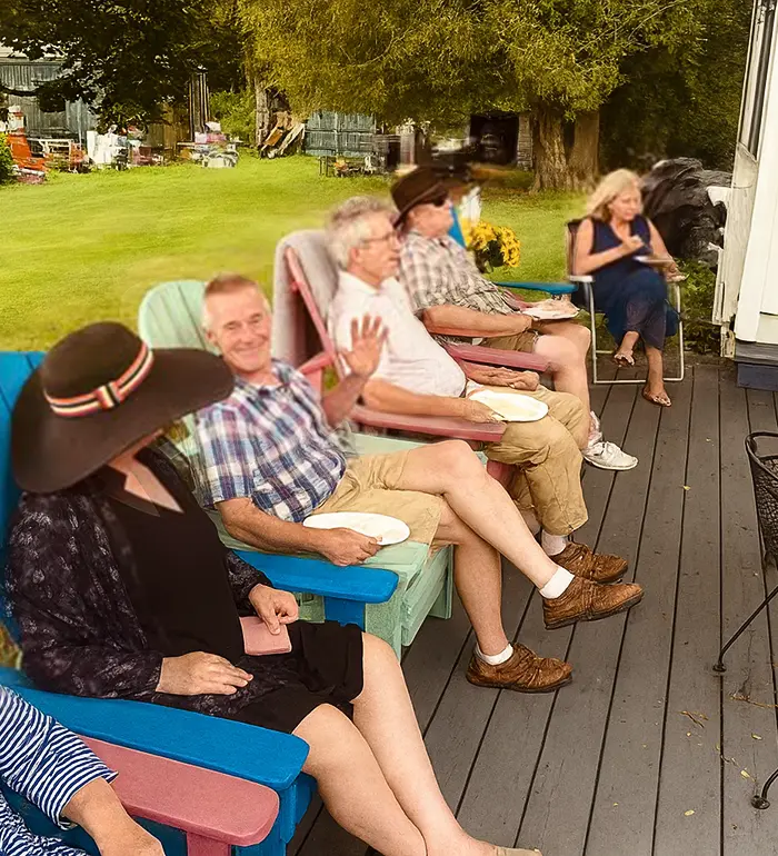 Church community gathering and conversation outside First Baptist Church Port Hope